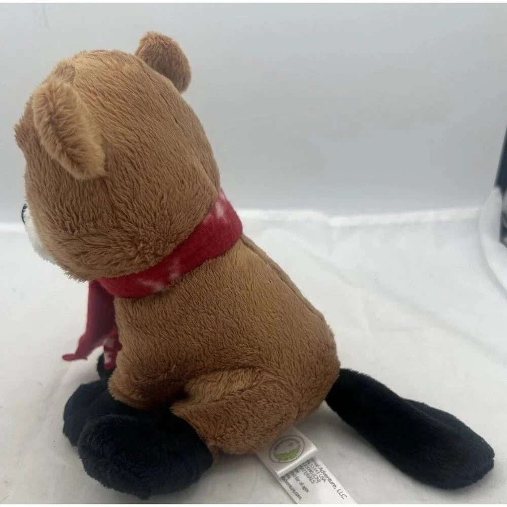 Animal Adventure Beaver Plush 7” Brown Red Scarf Christmas Winter Stuffed Animal